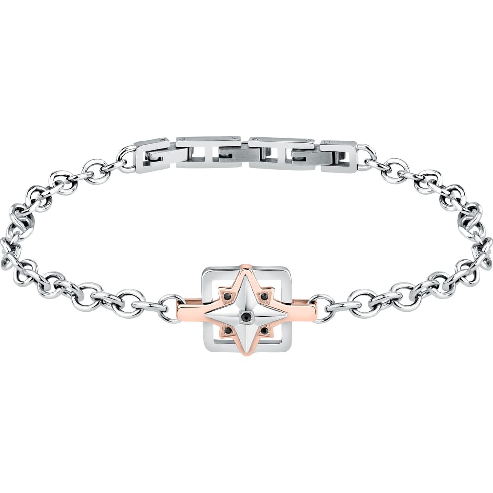 Bracciale Versilia in Acciaio Bicolore e Cristalli Neri – Morellato SAHB15