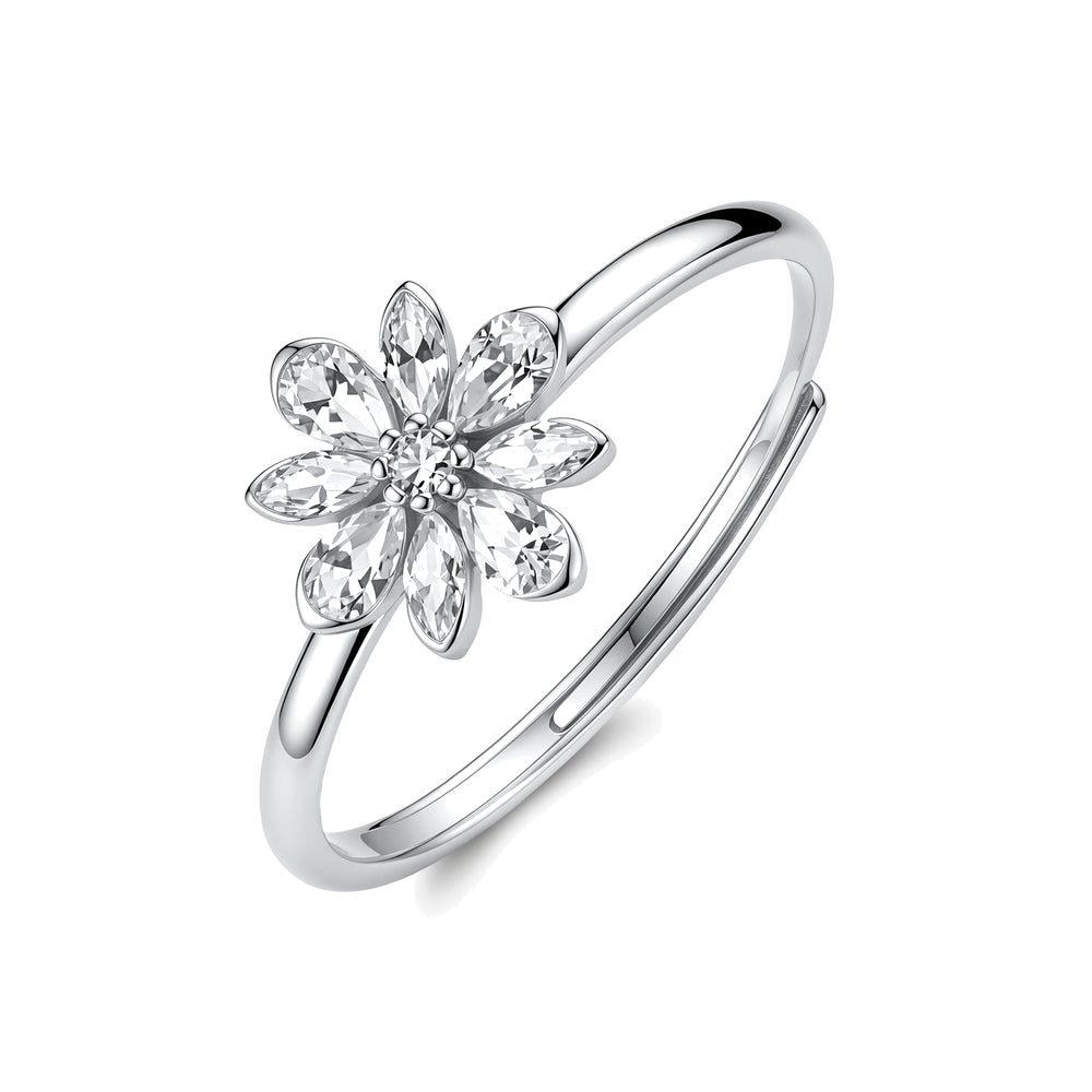 Anello Regolabile Fancy in Argento con Fiore e Zirconi Bianchi – Brosway FIW195