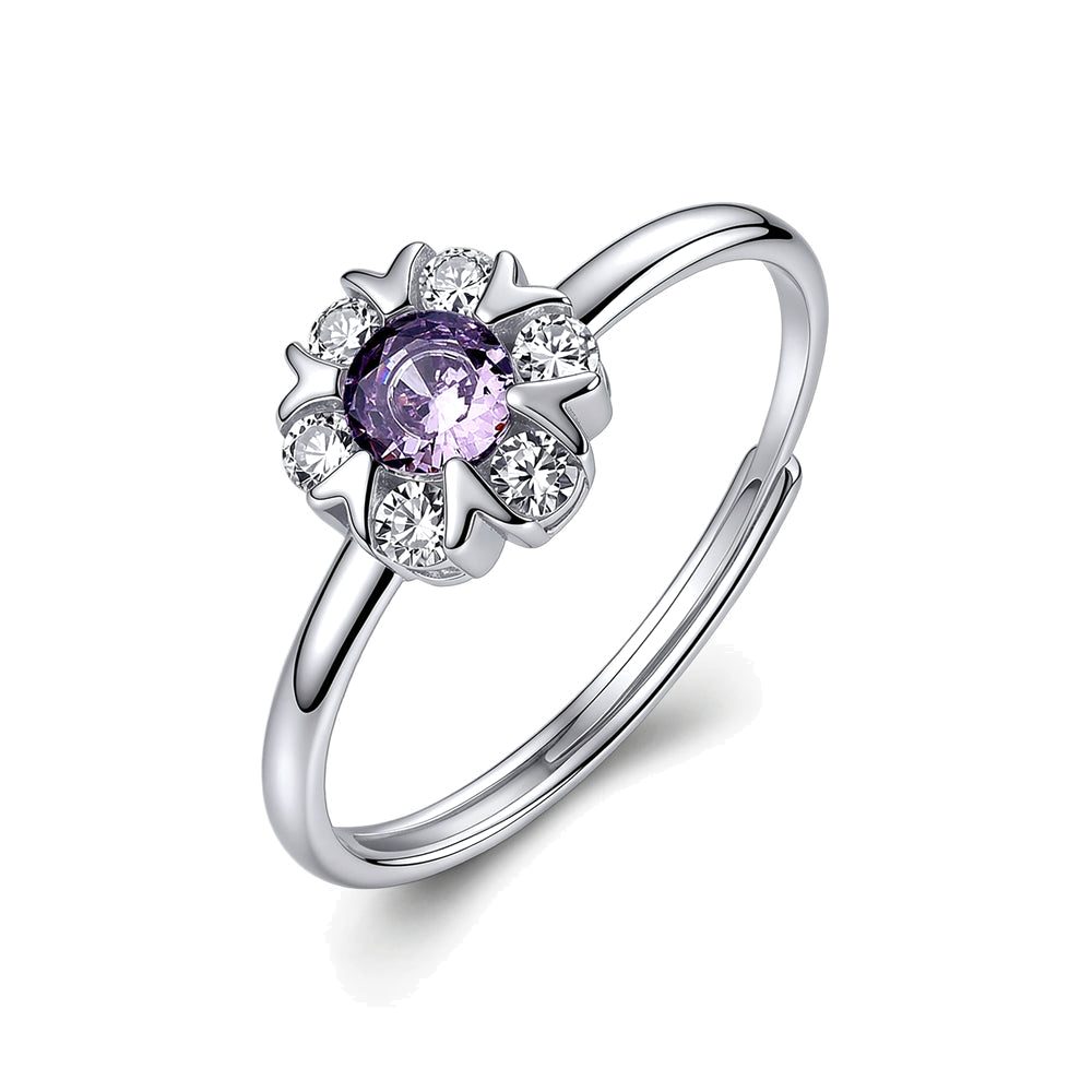Anello Regolabile Fancy in Argento con Fiore e Zirconi Ametista – Brosway FMP139