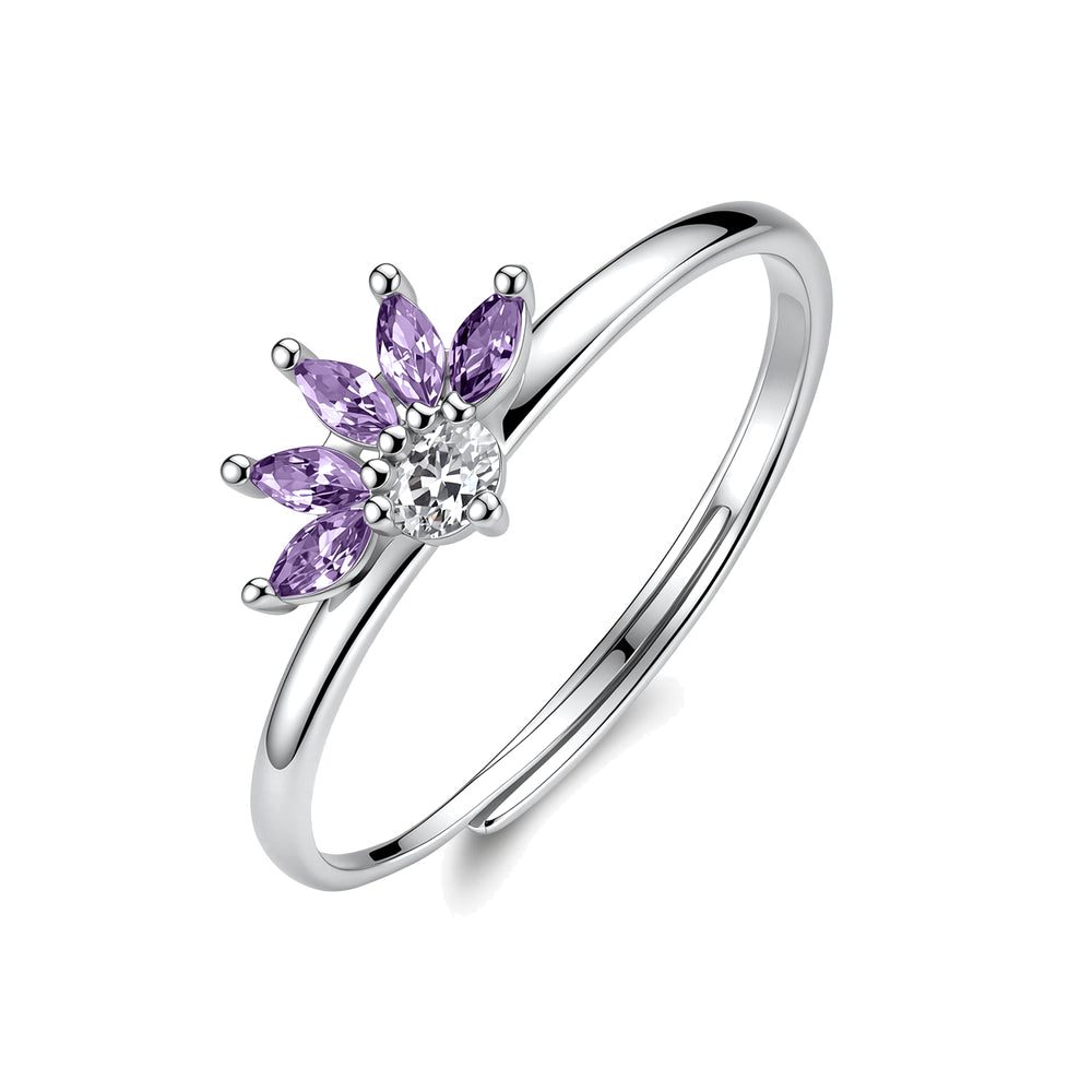 Anello Regolabile Fancy in Argento con Fiore e Zirconi Ametista – Brosway FMP142