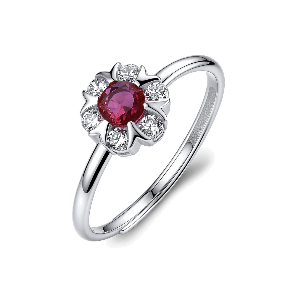 Anello Regolabile Fancy in Argento con Fiore e Zirconi Rubino – Brosway FPR150