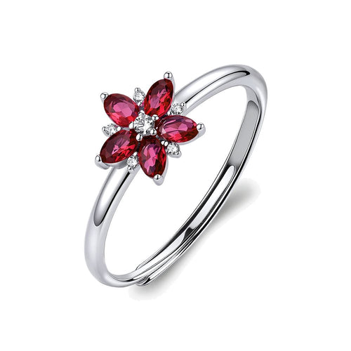 Anello Regolabile Fancy in Argento con Fiore e Zirconi Rubino – Brosway FPR151