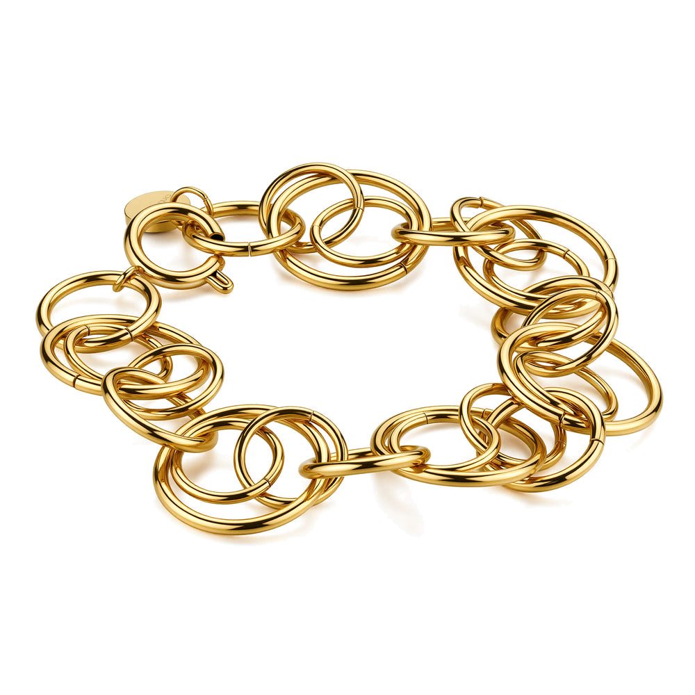 Bracciale Aura Dorato in Acciaio con Cerchi Intersecati – Brosway BAU13