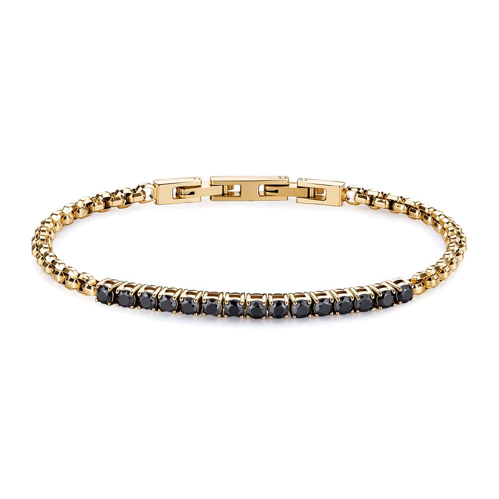 Bracciale Avantgarde Dorato a Maglia Veneziana con Zirconi Neri – Brosway BVD29