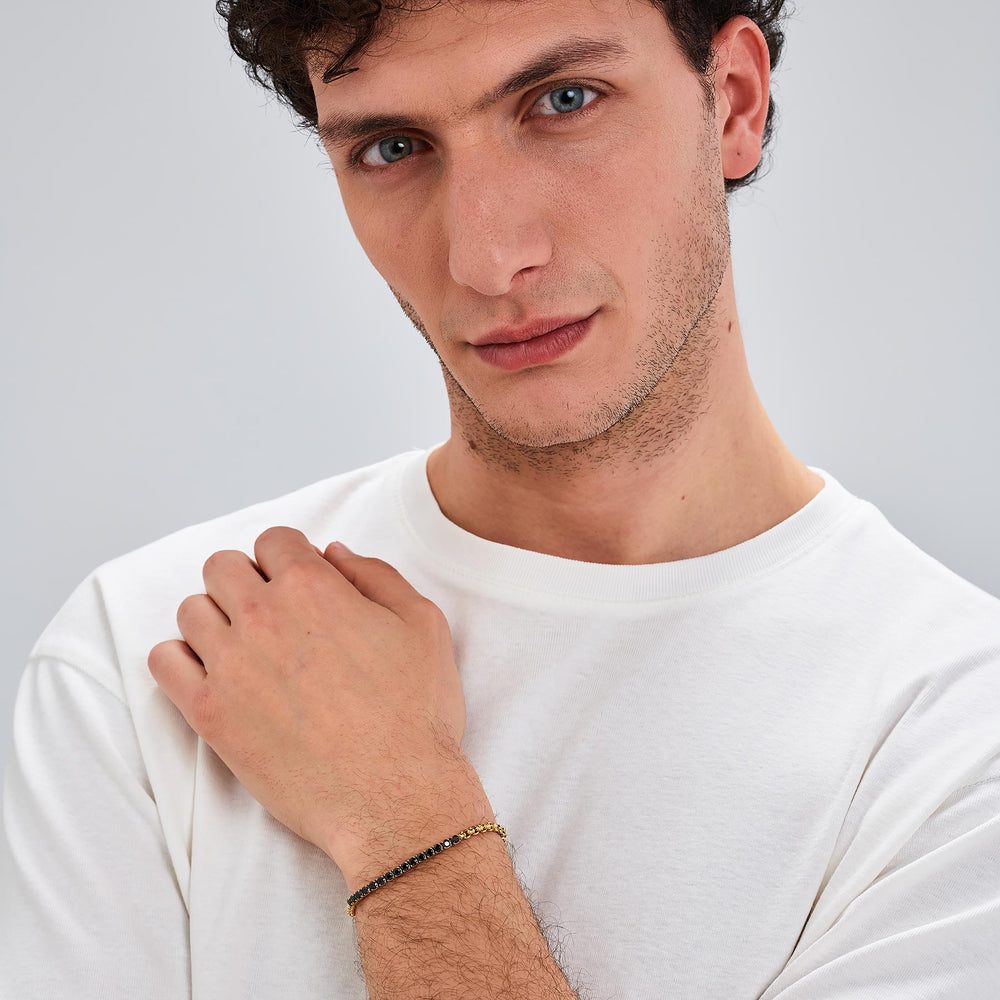Bracciale Avantgarde Dorato a Maglia Veneziana con Zirconi Neri – Brosway BVD29 indossato