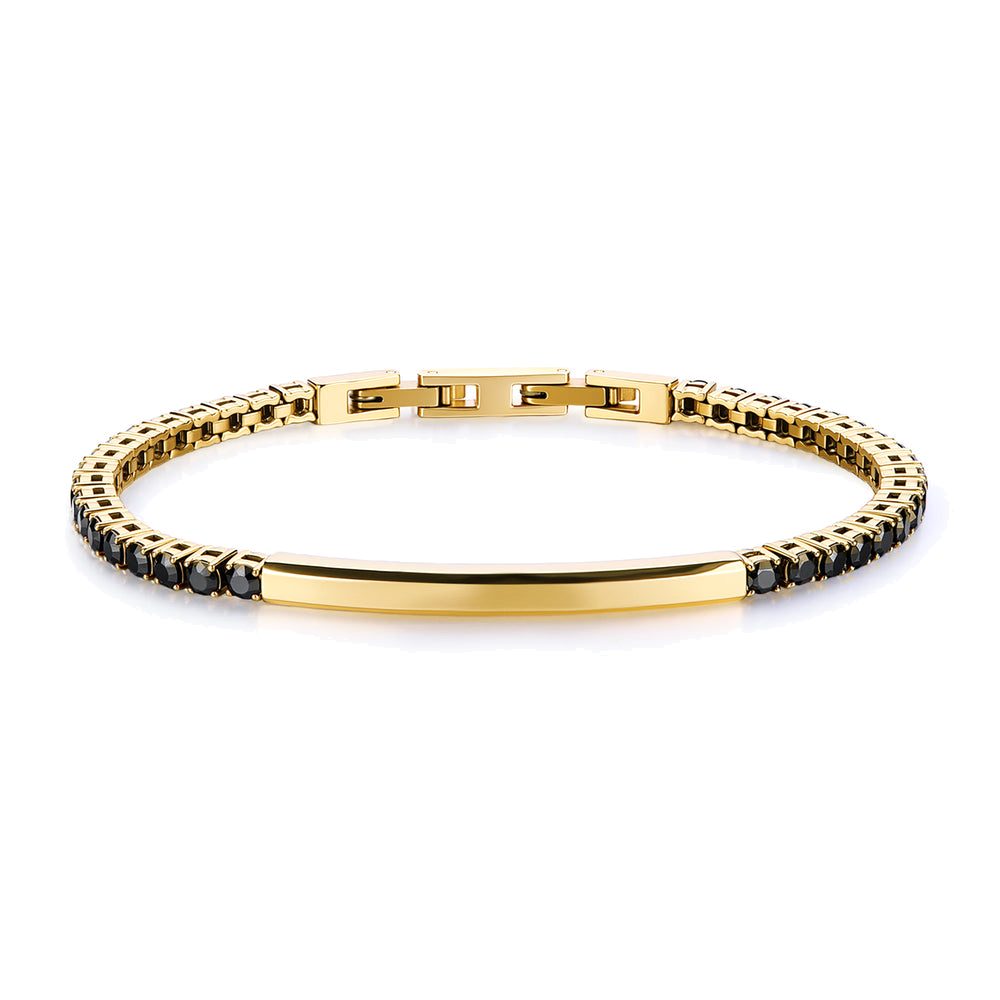 Bracciale Tennis Avantgarde Dorato in Acciaio con Zirconi Neri – Brosway BVD37
