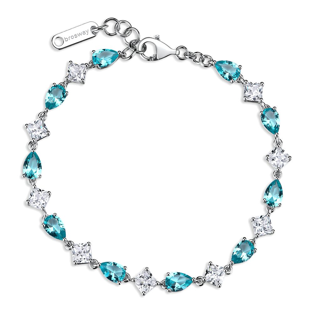 Bracciale Fancy in Argento con Zirconi Quadrati e a Goccia Paraiba – Brosway FAG09