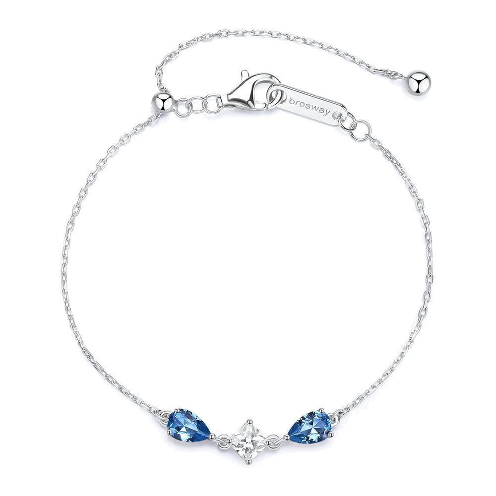 Bracciale Tiralaccio Fancy in Argento con Zirconi Quadrato e Goccia Blu – Brosway FFB112