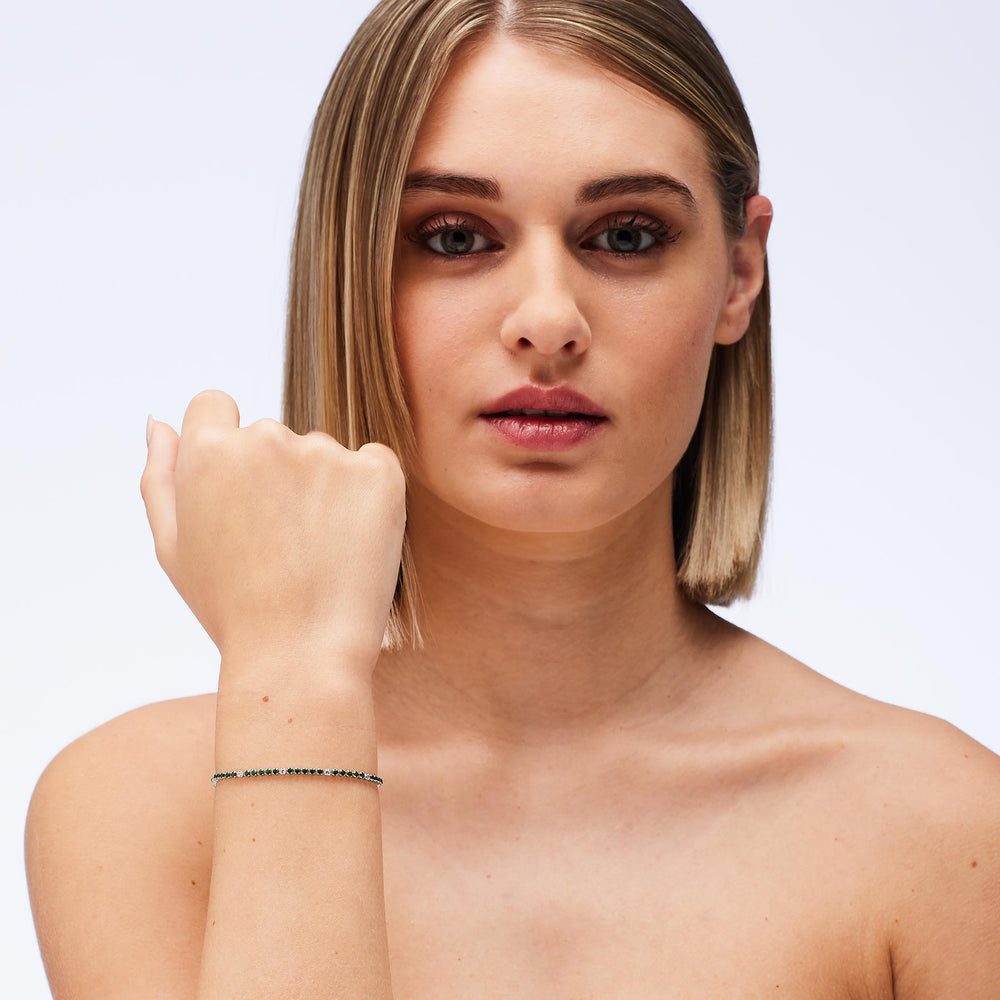 Bracciale Tennis Fancy in Argento con Zirconi Bianchi e Life Green – Brosway FLG128 indossato