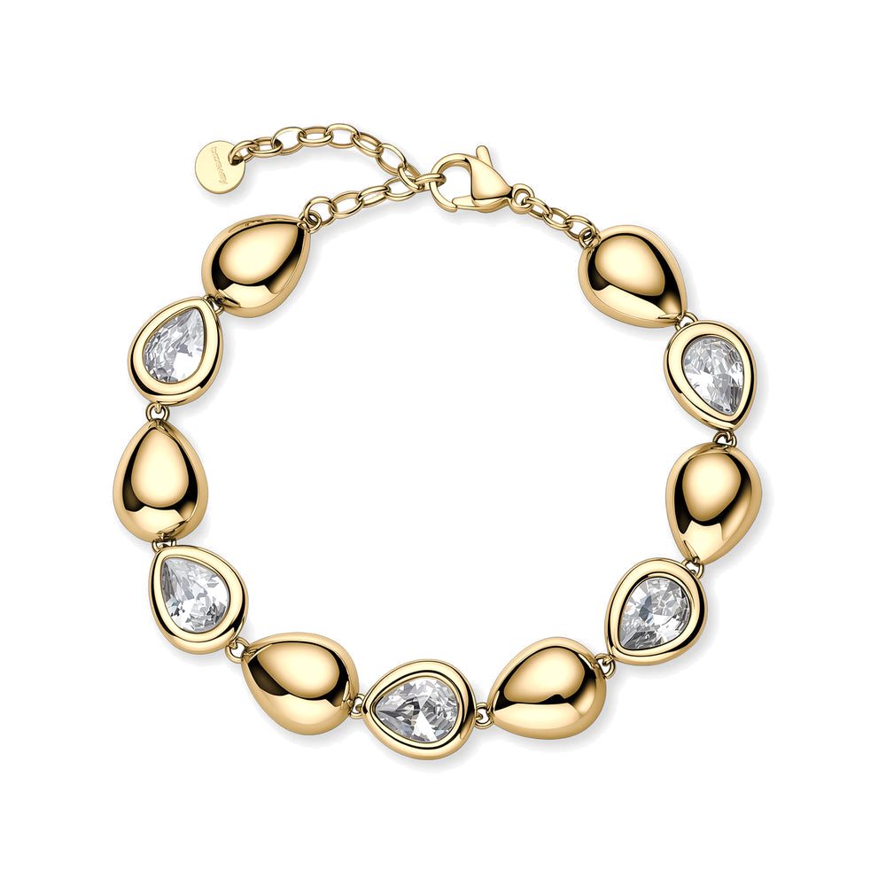 Bracciale Glow Dorato in Acciaio con Elementi a Goccia e Zirconi – Brosway BGW12