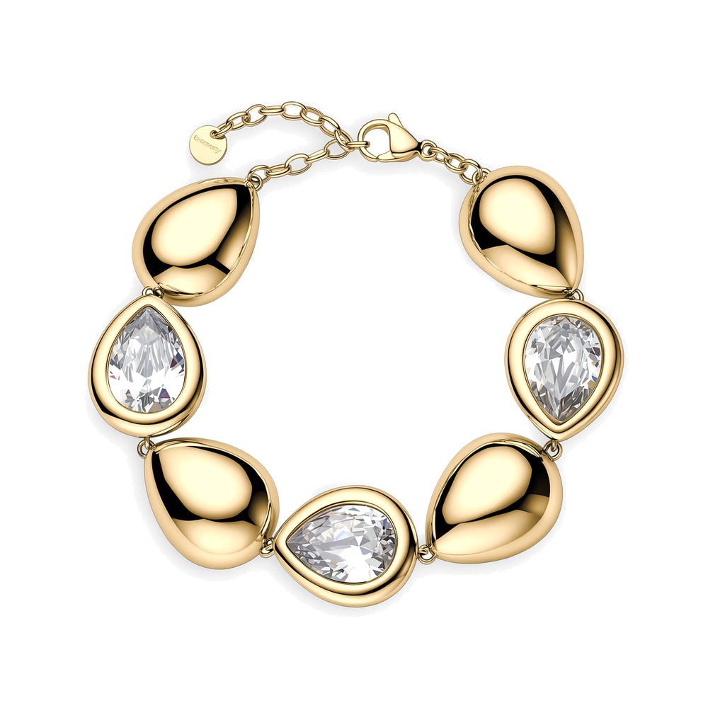 Bracciale Glow Dorato in Acciaio con Gocce e Zirconi – Brosway BGW14