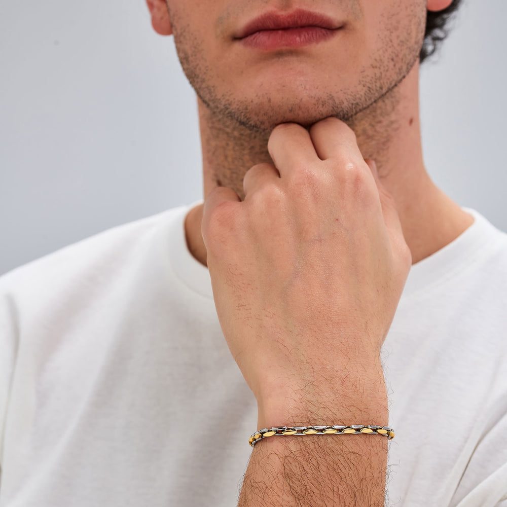 Bracciale Uomo a Catena Riptide Bicolore in Acciaio – Brosway BTD047 indossato