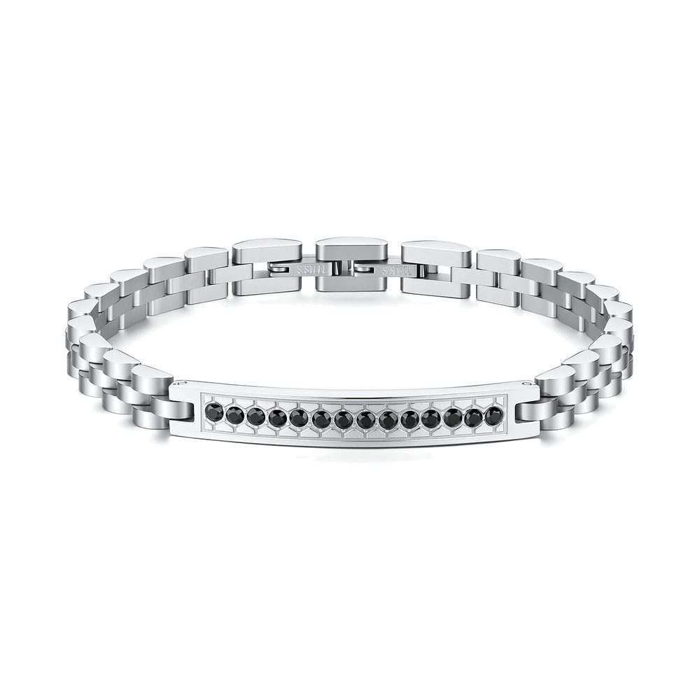 Bracciale Uomo Riptide in Acciaio con Barra e Zirconi Neri – Brosway BTD062