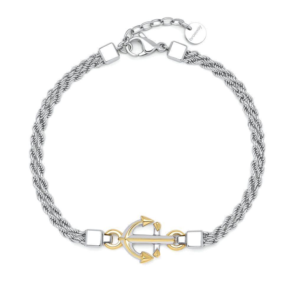 Bracciale Seawolf in Acciaio con Ancora e Dettagli Dorati – Brosway BWF12