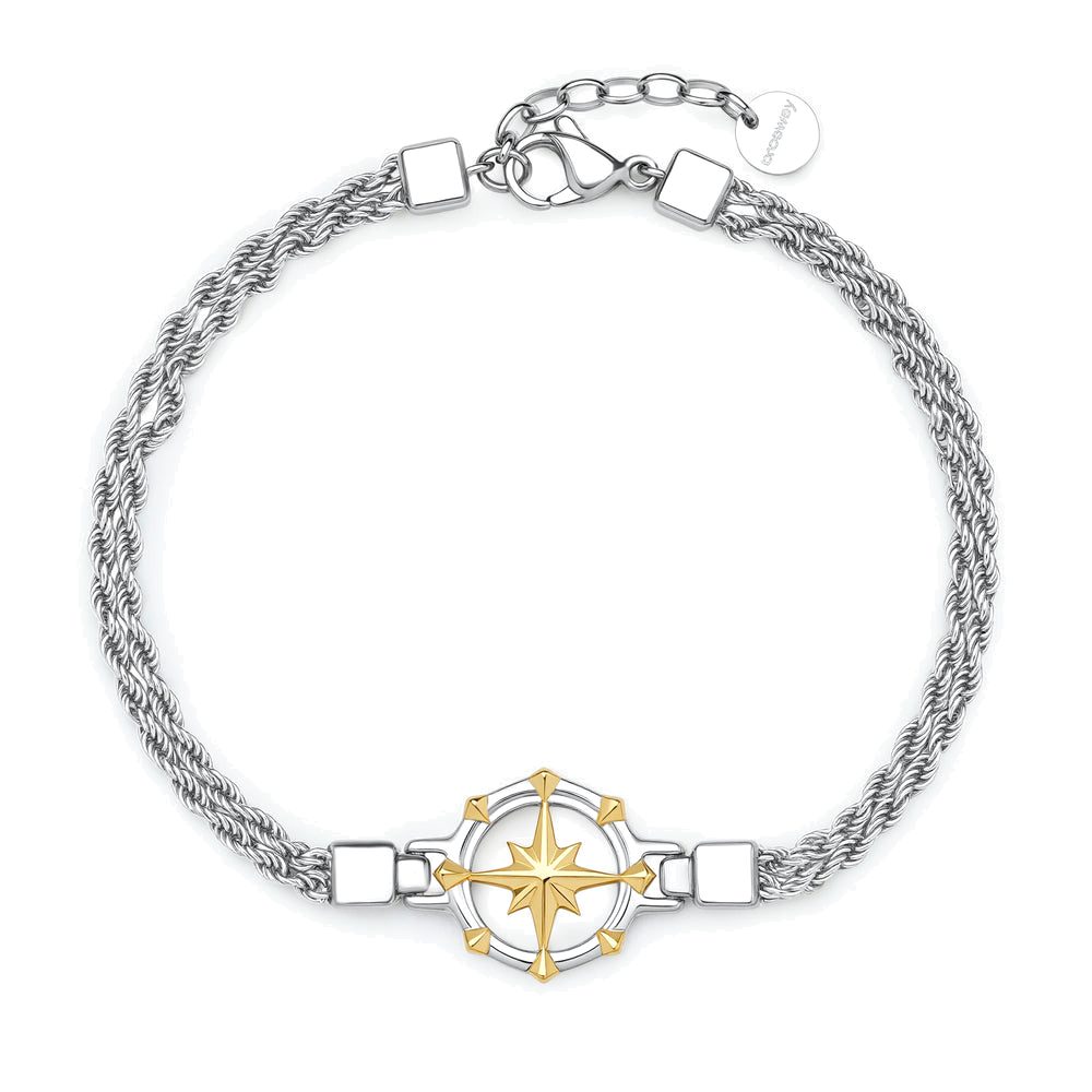 Bracciale Seawolf in Acciaio con Rosa dei Venti e Dettagli Dorati – Brosway BWF14