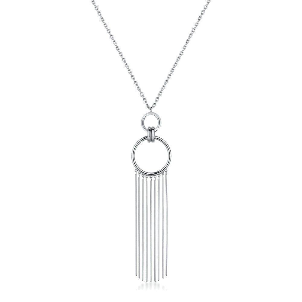 Collana Lunga Aura in Acciaio con Pendente a Cerchio e Frange – Brosway BAU02