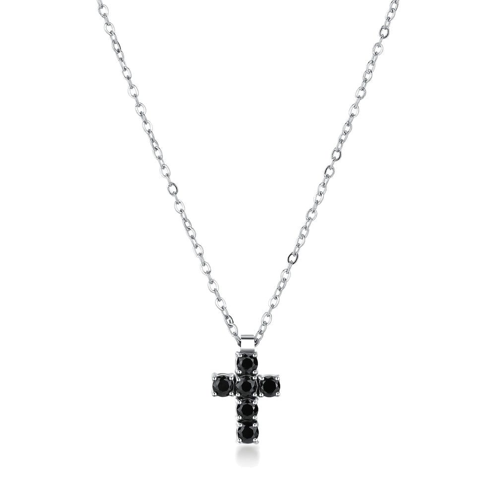 Collana Girocollo Avantgarde in Acciaio con Croce e Zirconi Neri – Brosway BVD02