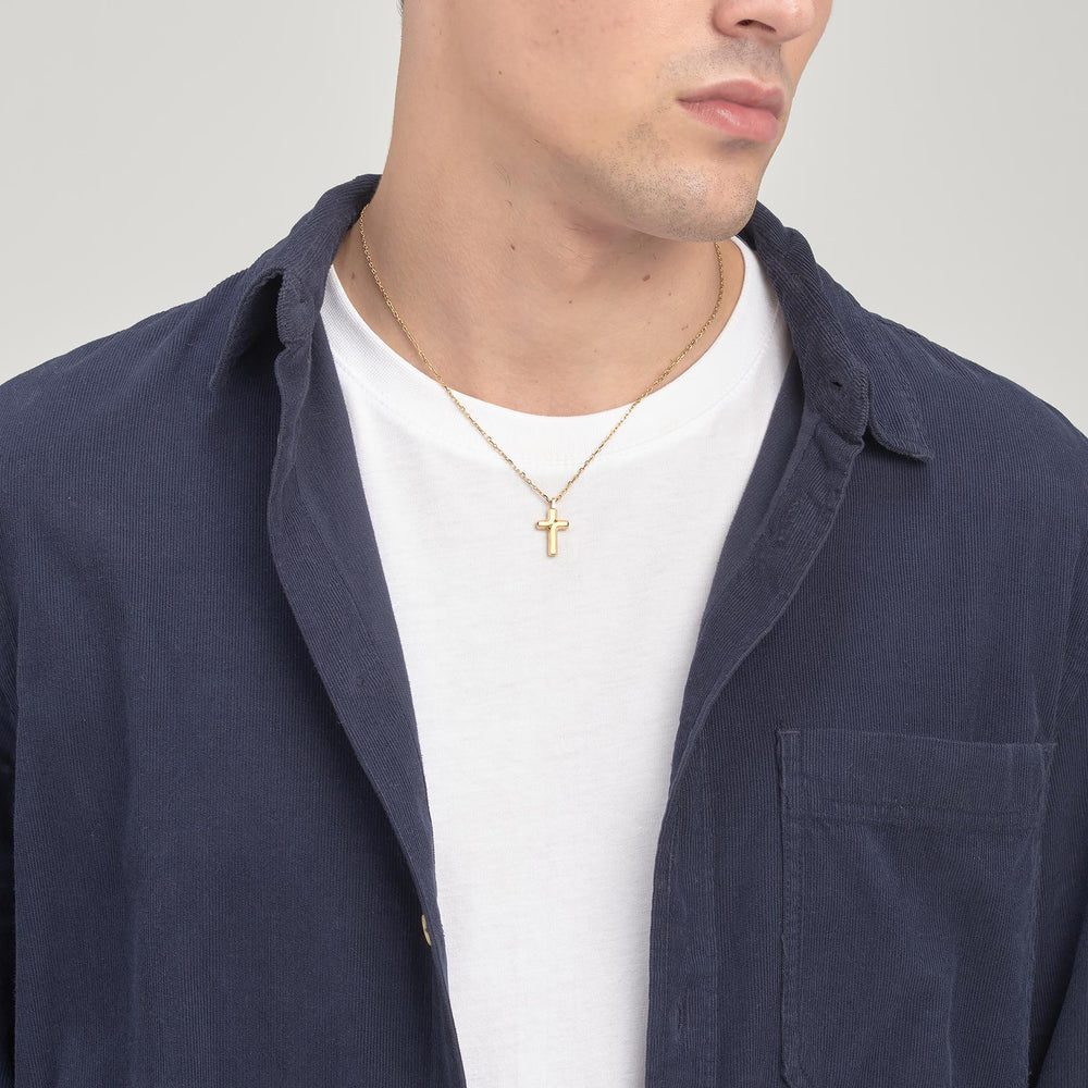 Collana Backliner Dorata in Acciaio Lucido e Satinato con Croce – Brosway BBC05 indossato