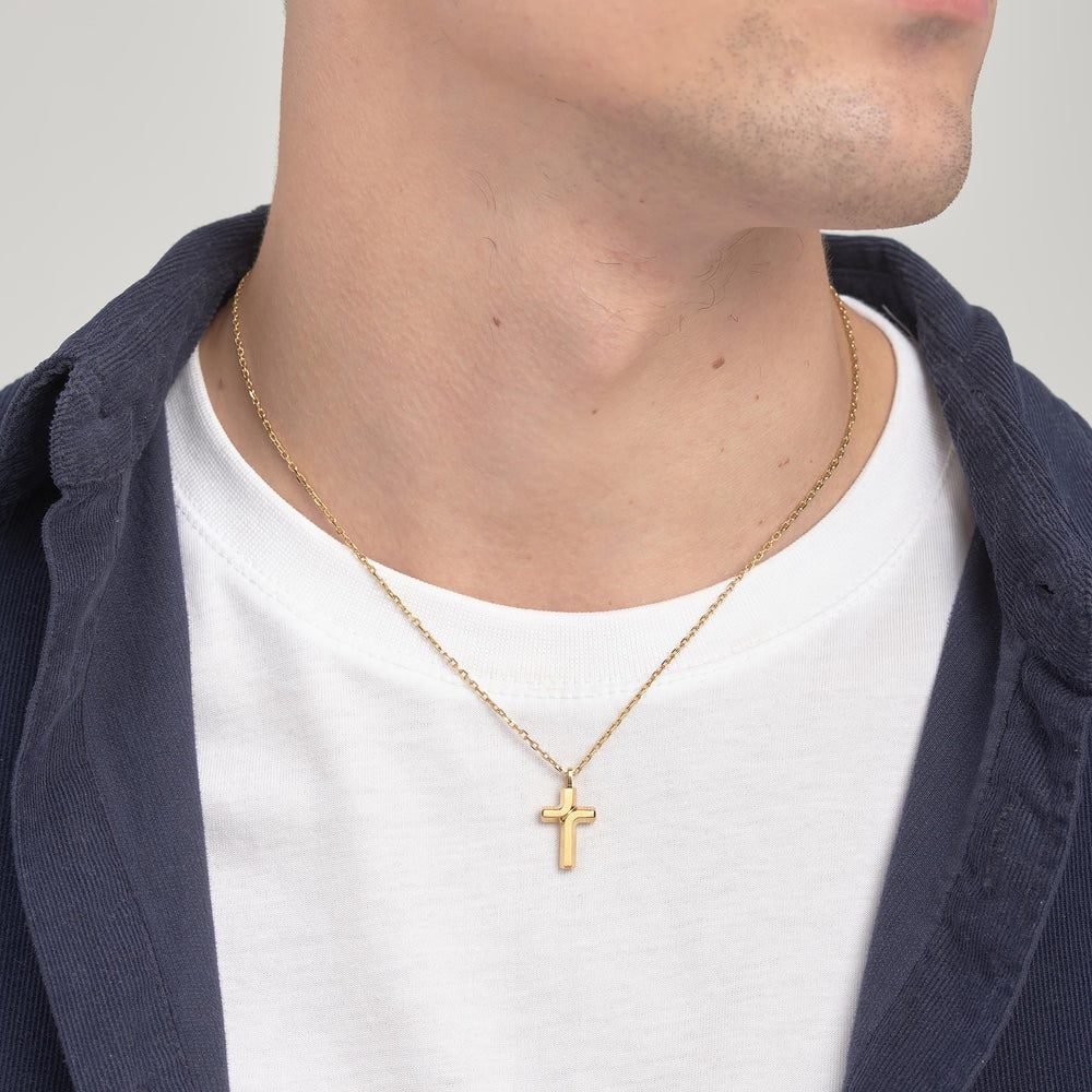 Collana Backliner Dorata in Acciaio Lucido e Satinato con Croce – Brosway BBC05 indossato