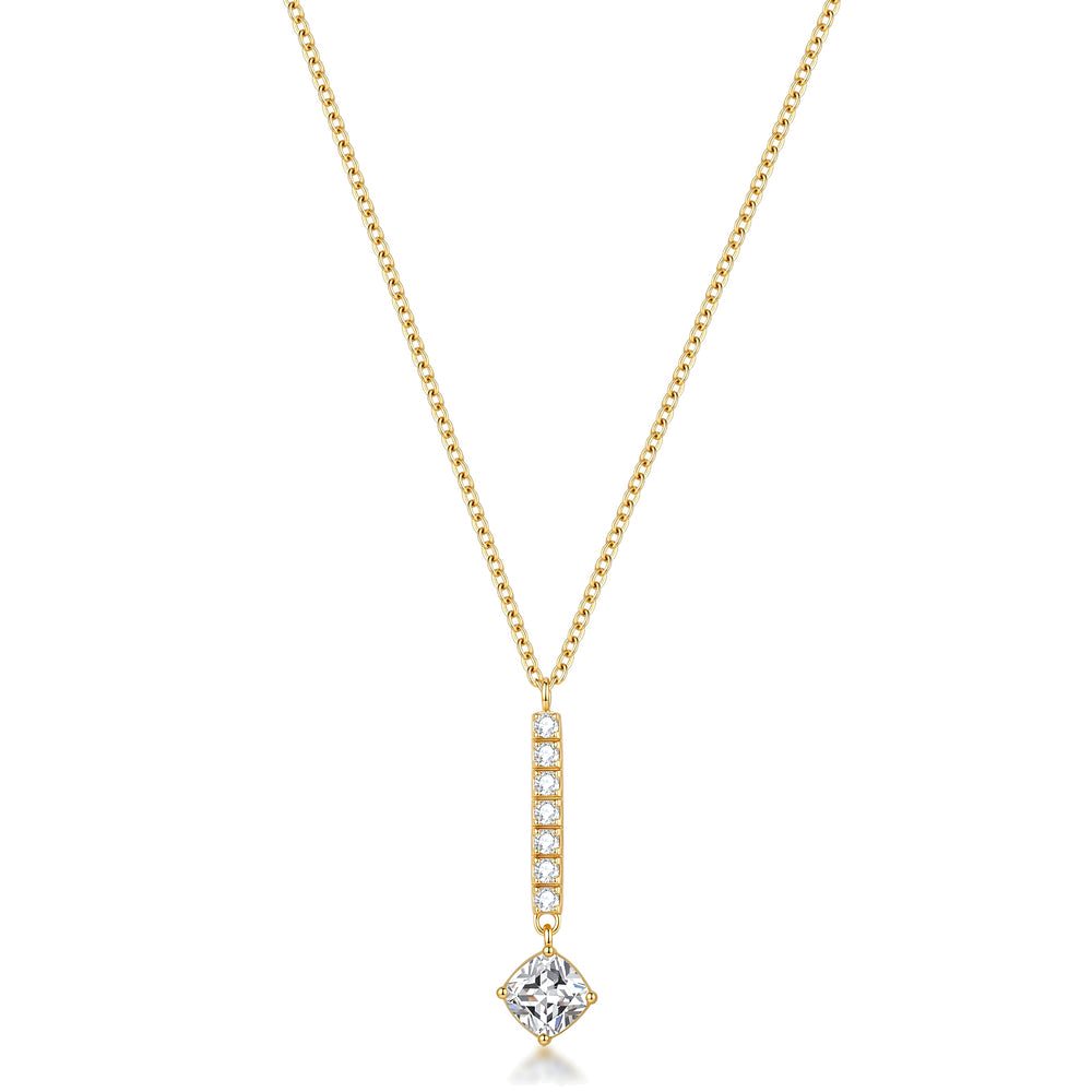Collana Girocollo Desideri Dorata con Barretta e Zircone Cushion – Brosway BEIN032
