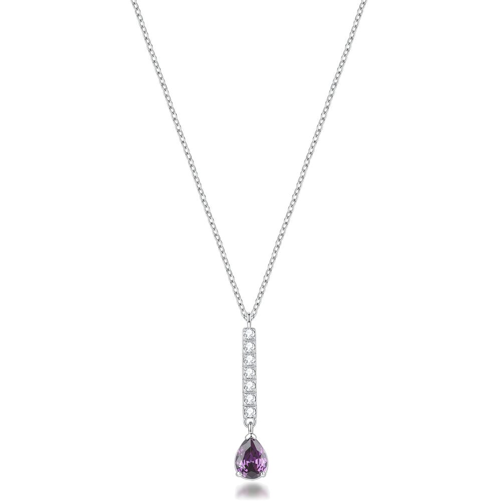 Collana Girocollo Desideri in Acciaio con Barretta e Goccia Ametista – Brosway BEIN035