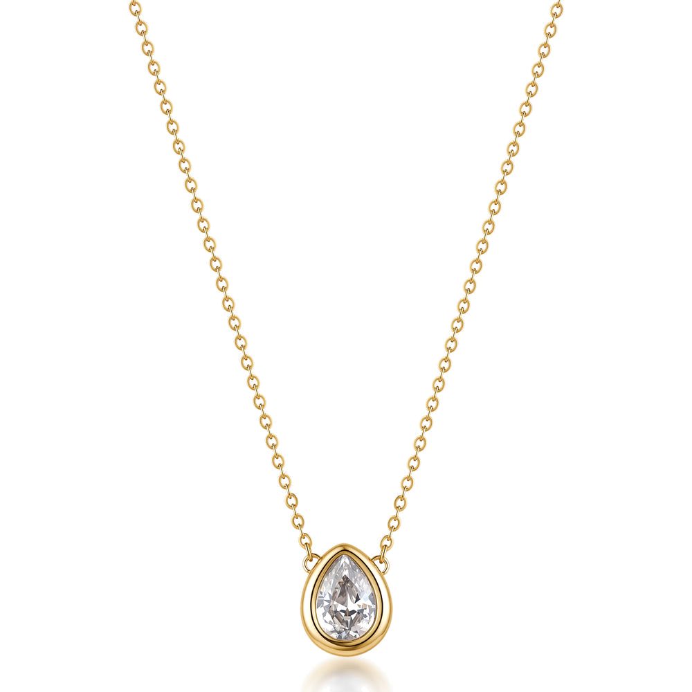 Collana Girocollo Glow Dorata in Acciaio con Goccia Centrale e Zirconi – Brosway BGW02