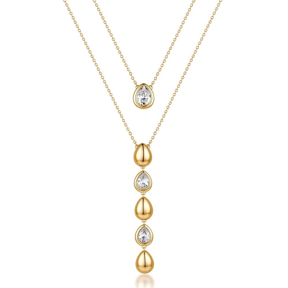Collana Multifilo Glow Dorata in Acciaio con Pendente a Gocce e Zirconi – Brosway BGW06