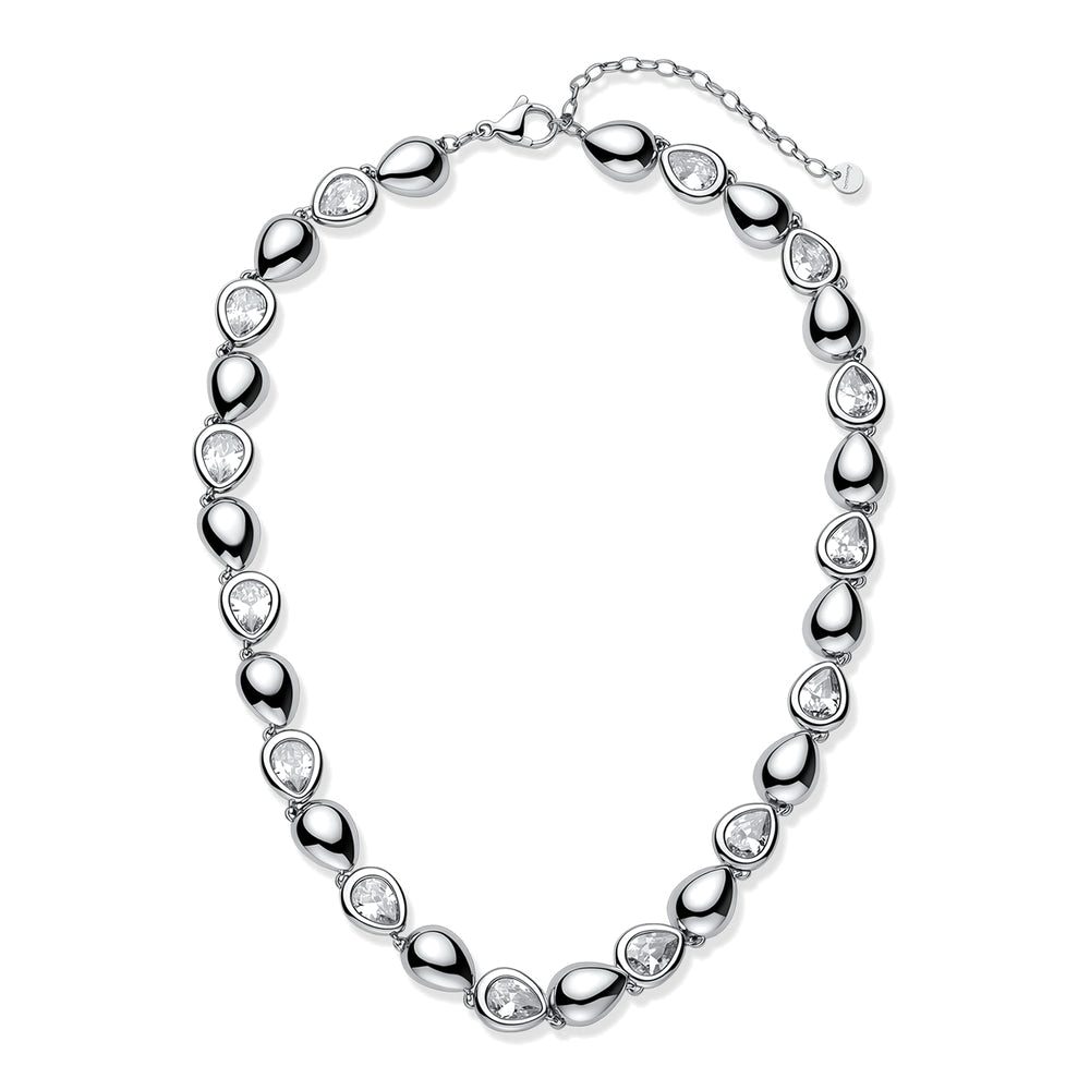 Collana Girocollo Glow in Acciaio con Elementi a Goccia e Zirconi – Brosway BGW07