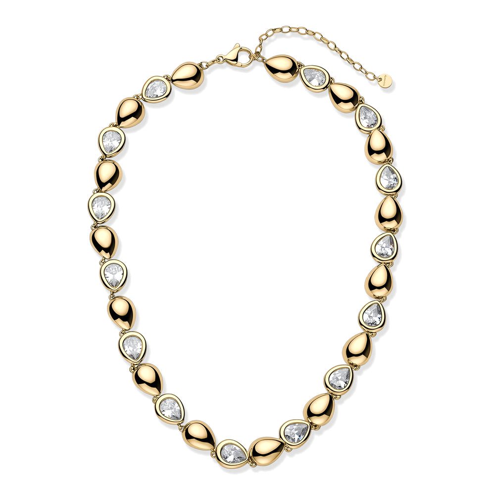 Collana Girocollo Glow Dorata in Acciaio con Elementi a Goccia e Zirconi – Brosway BGW08