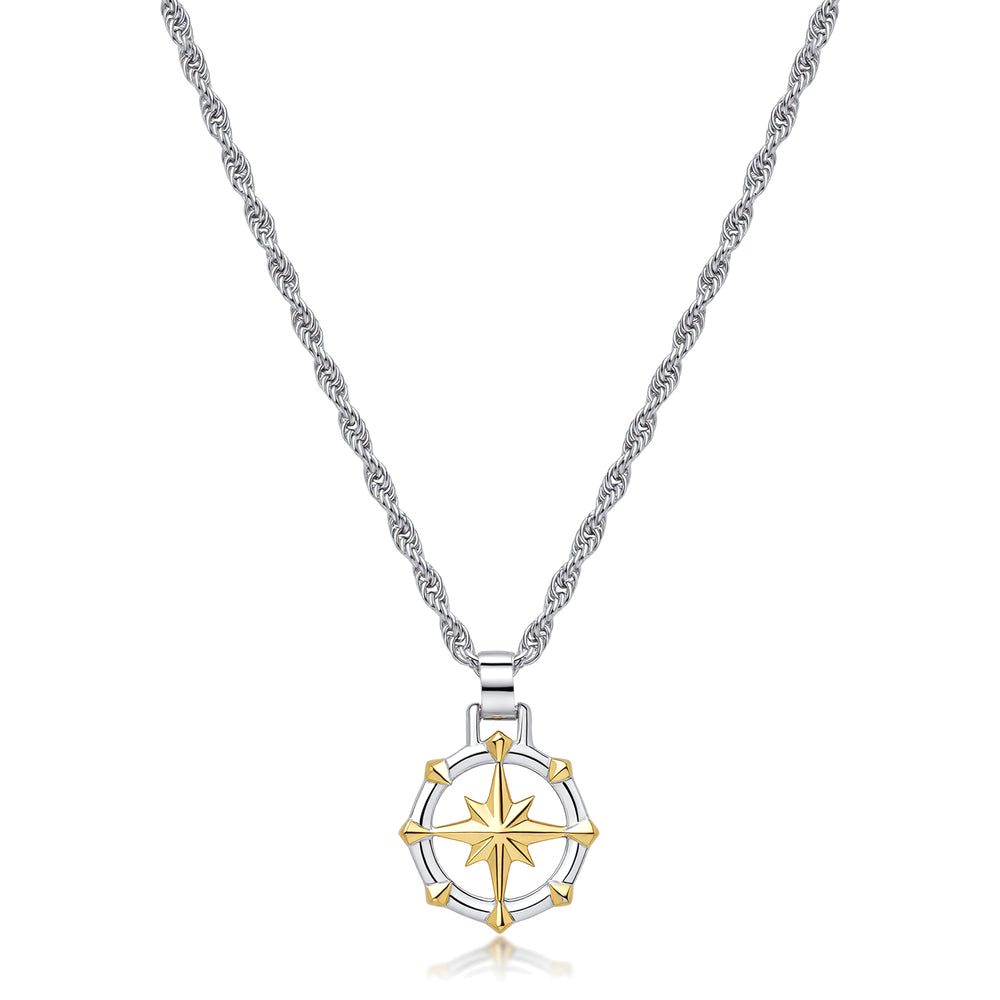Collana Seawolf in Acciaio con Rosa dei Venti e Dettagli Dorati – Brosway BWF04