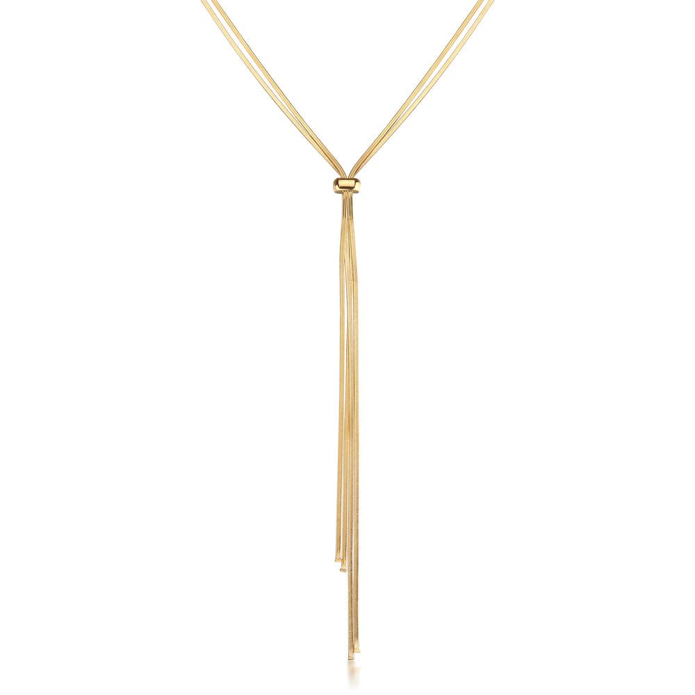 Collana Lunga a Y Weave Dorata in Acciaio con Catene Snake – Brosway BWV02