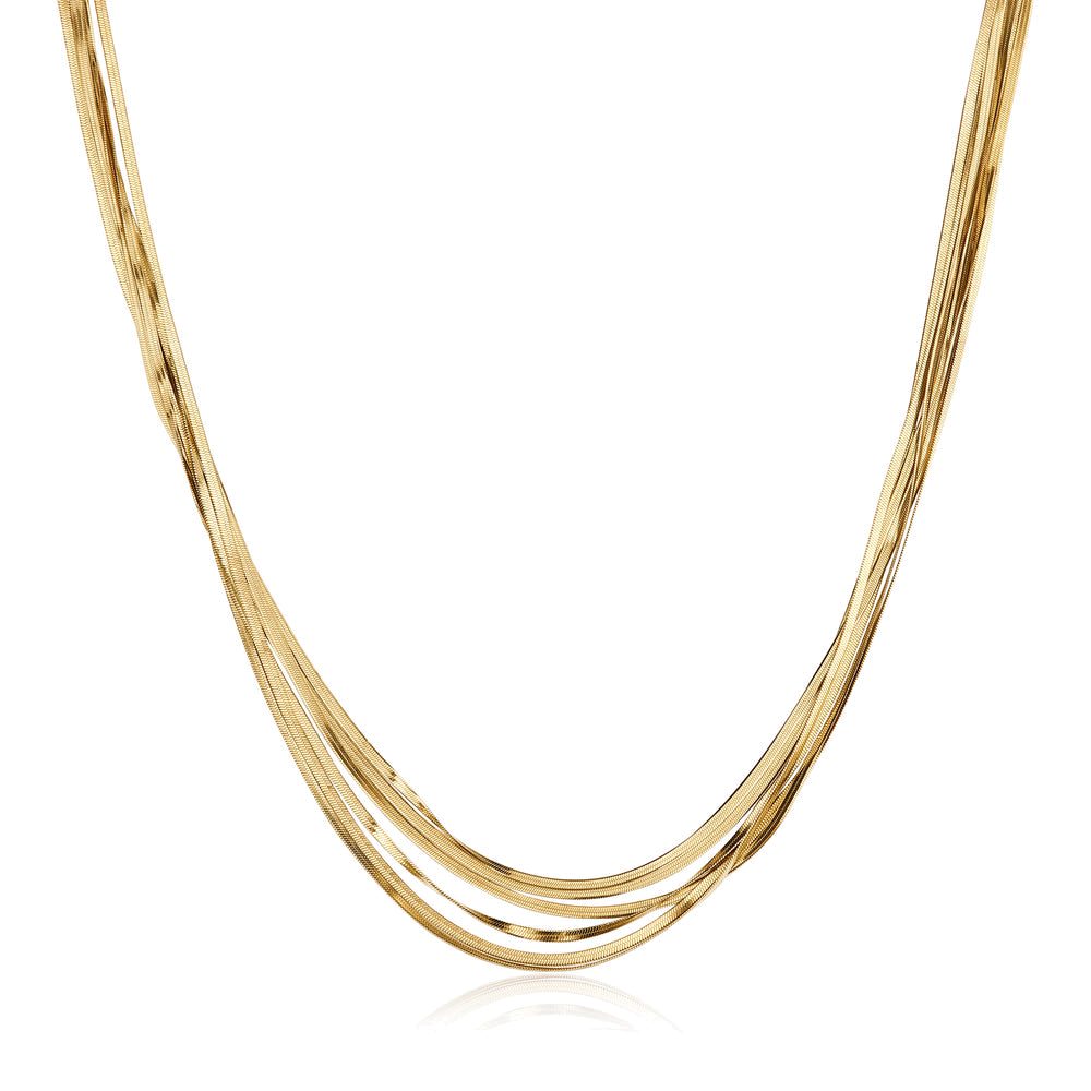 Collana Girocollo Weave Dorata in Acciaio con Catene Snake – Brosway BWV04
