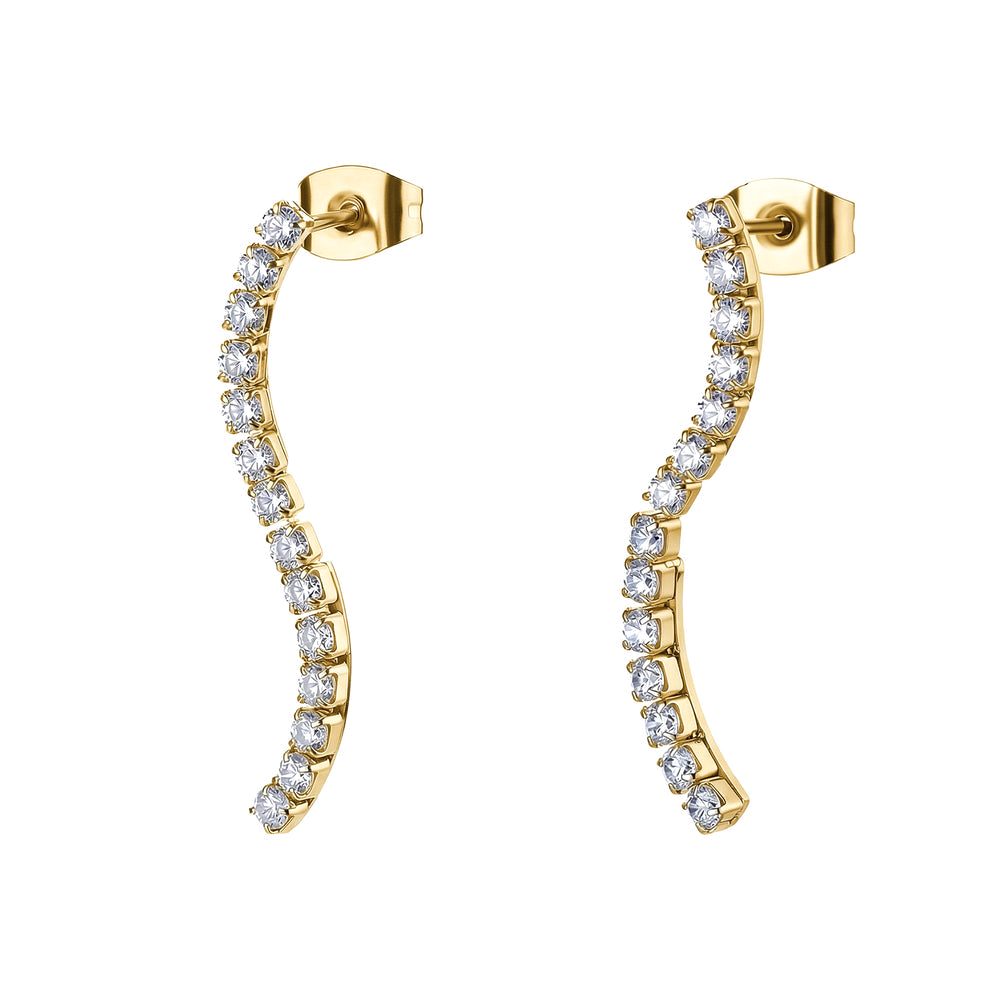 Orecchini Ondulati Desideri Dorati con Zirconi – Brosway BEIE032