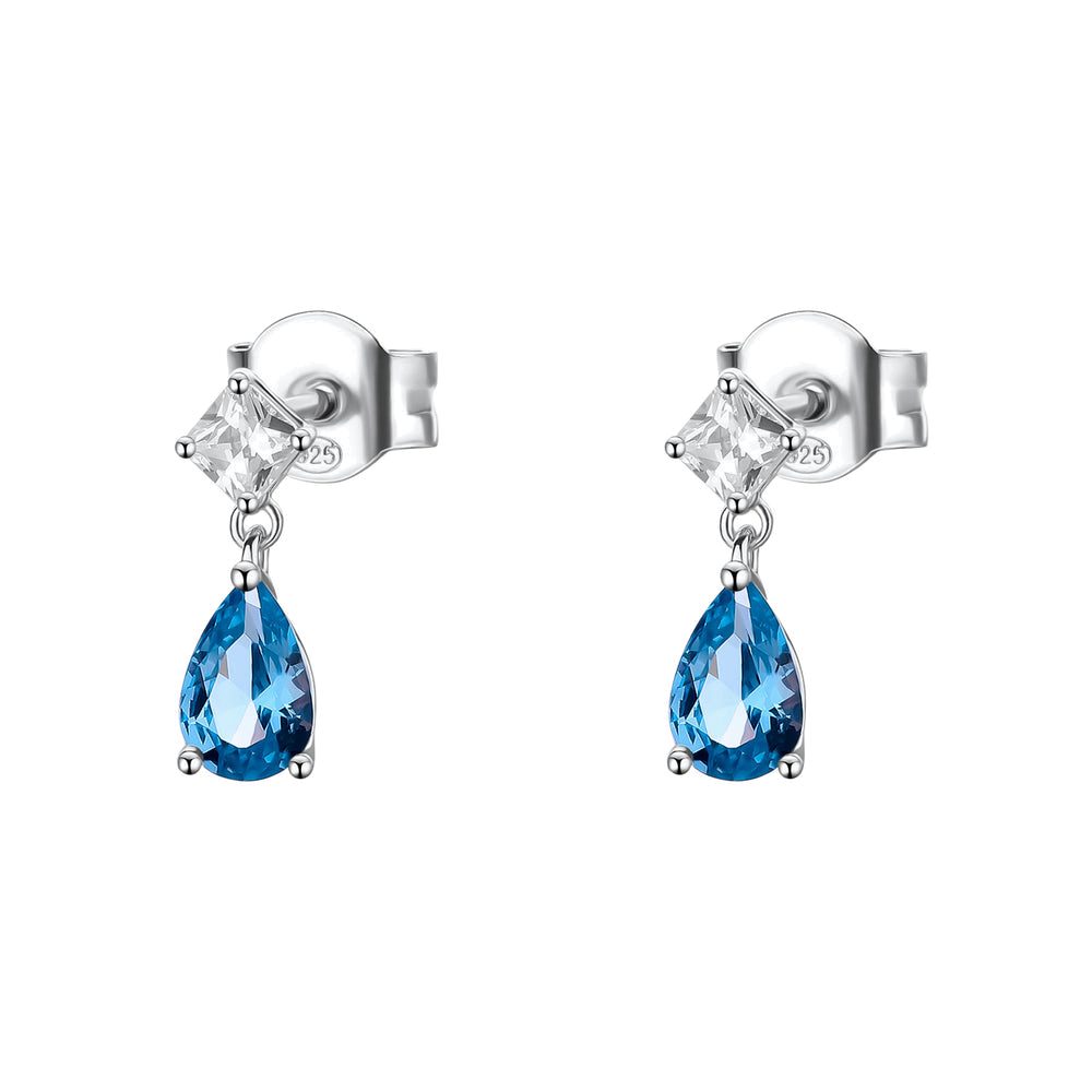 Orecchini Pendenti Fancy in Argento con Zirconi Quadrato e Goccia Blu – Brosway FFB113
