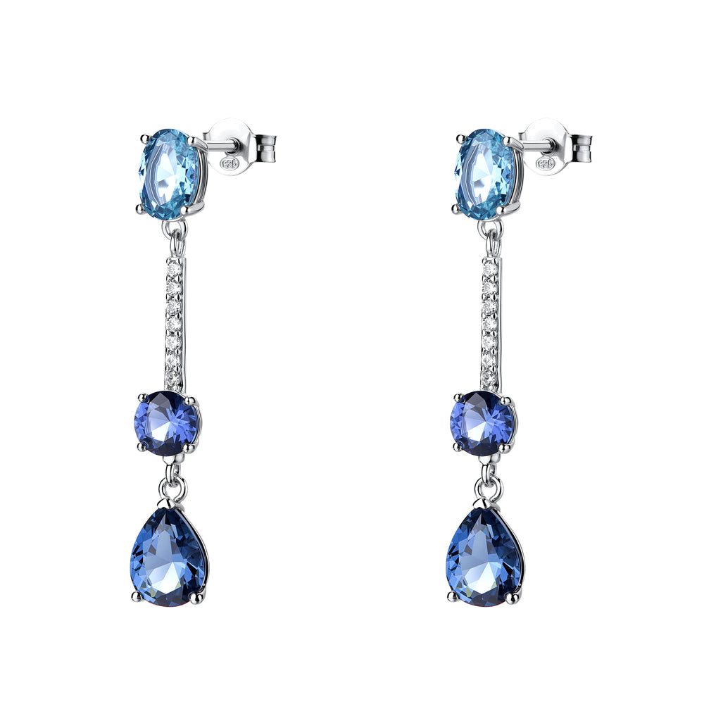 Orecchini Pendenti Fancy in Argento con Zirconi Bianchi e Freedom Blue – Brosway FFB133