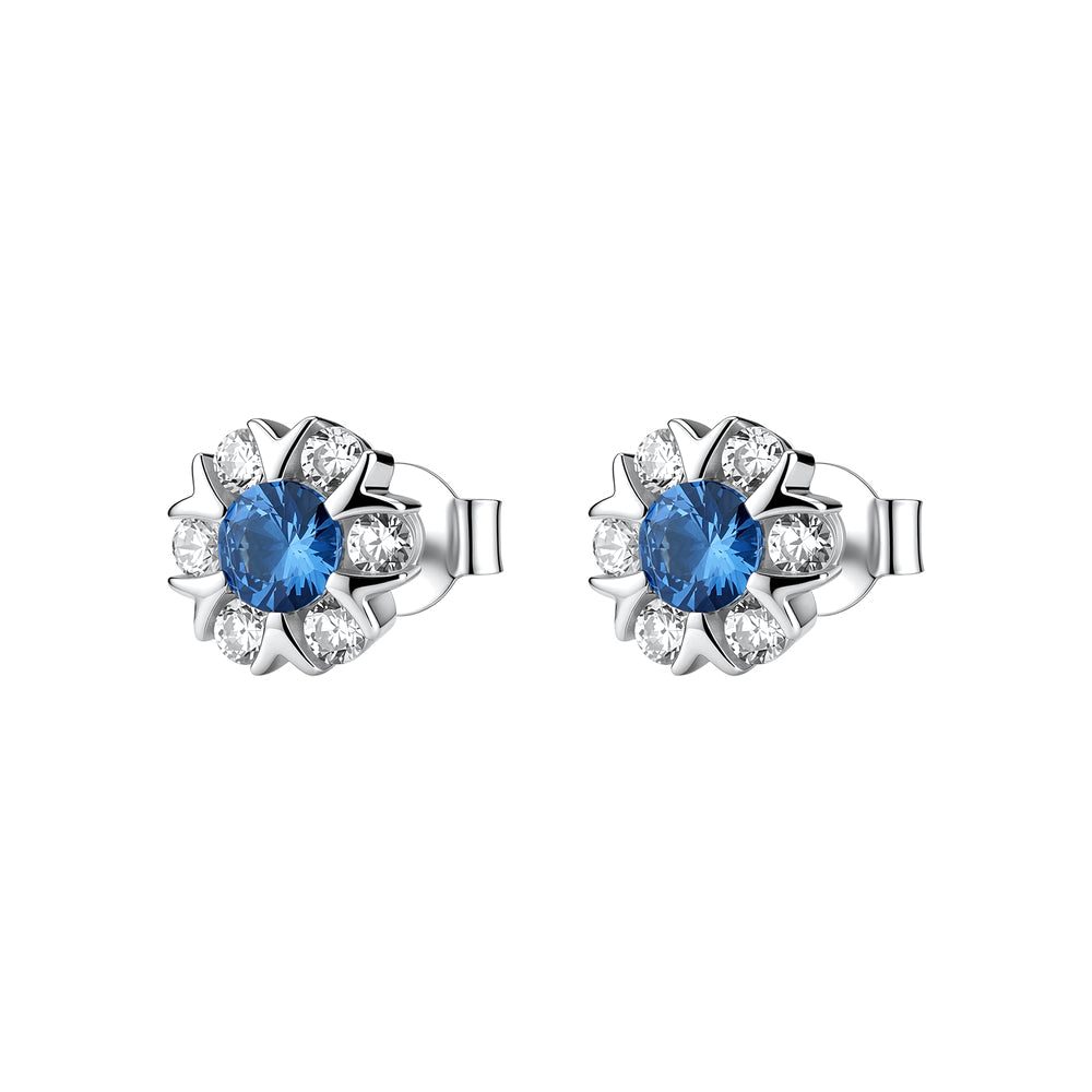 Orecchini a Lobo Fancy in Argento con Fiore e Zirconi Zaffiro – Brosway FFB137