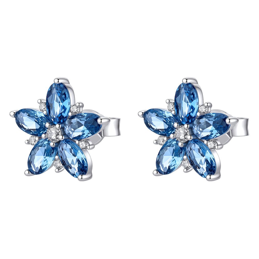 Orecchini a Lobo Fancy in Argento con Fiore e Zirconi Zaffiro – Brosway FFB146