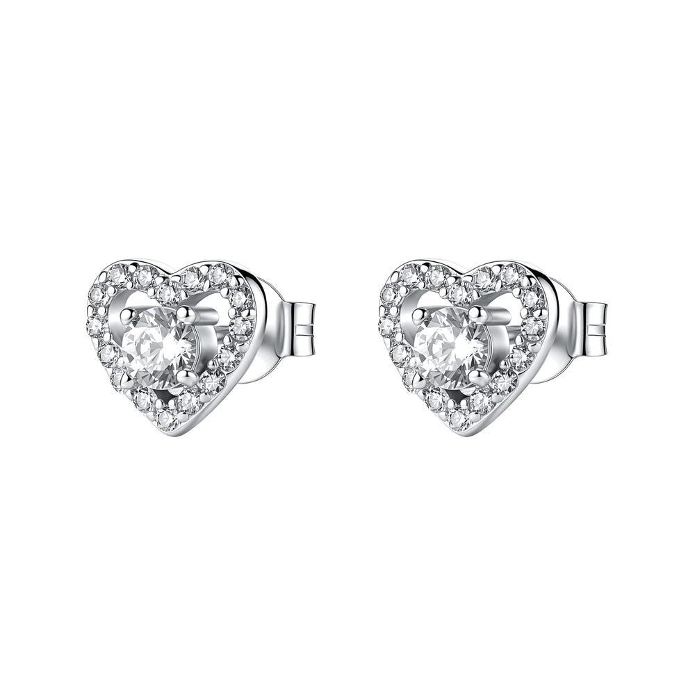 Orecchini a Lobo Fancy in Argento con Cuore e Zirconi Bianchi – Brosway FIW189