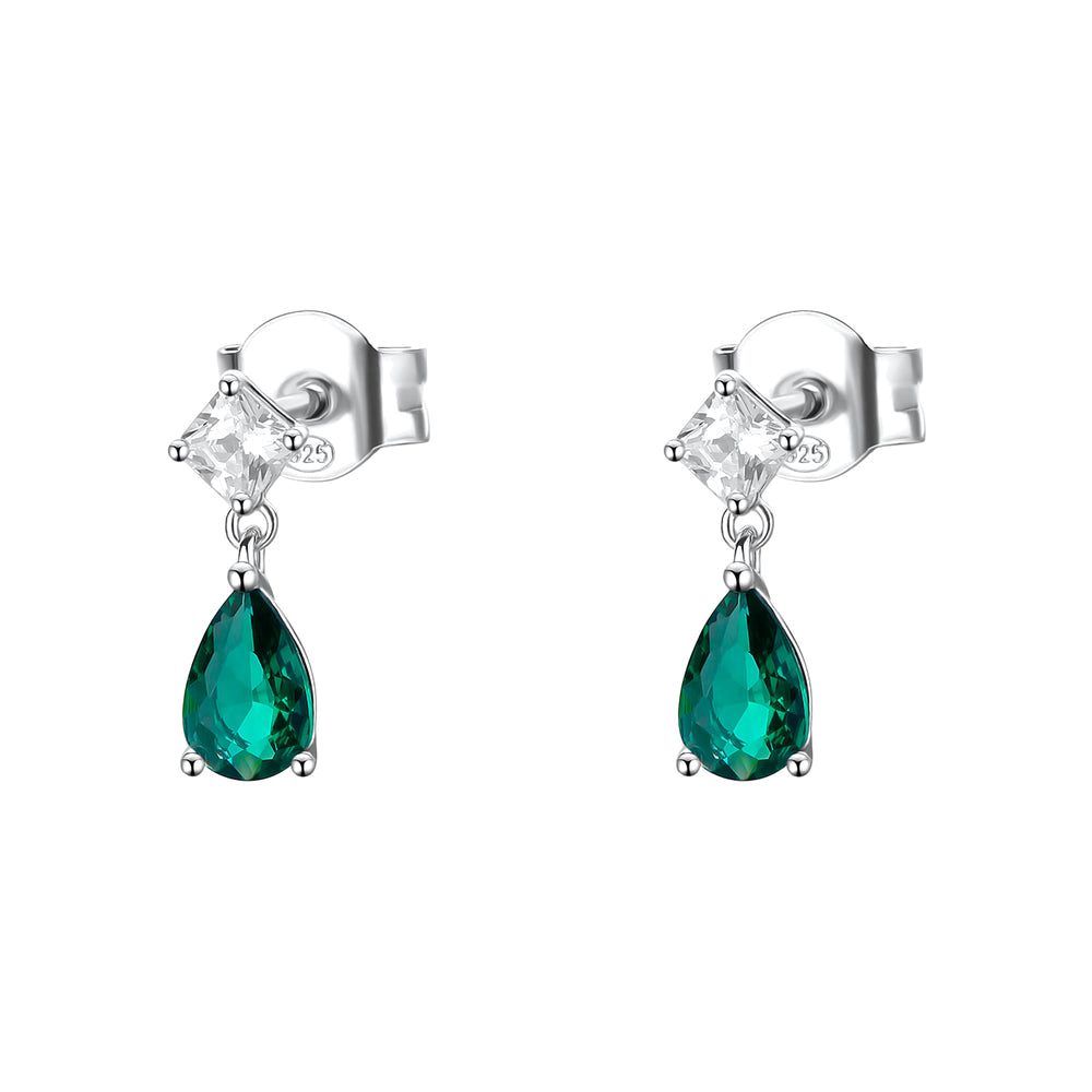 Orecchini Pendenti Fancy in Argento con Zircone Square e Goccia Life Green – Brosway FLG113
