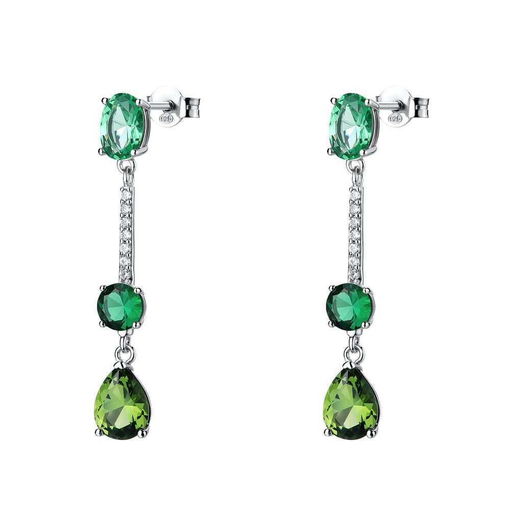 Orecchini Pendenti Fancy in Argento con Zirconi Bianchi e Verdi Life Green – Brosway FLG152