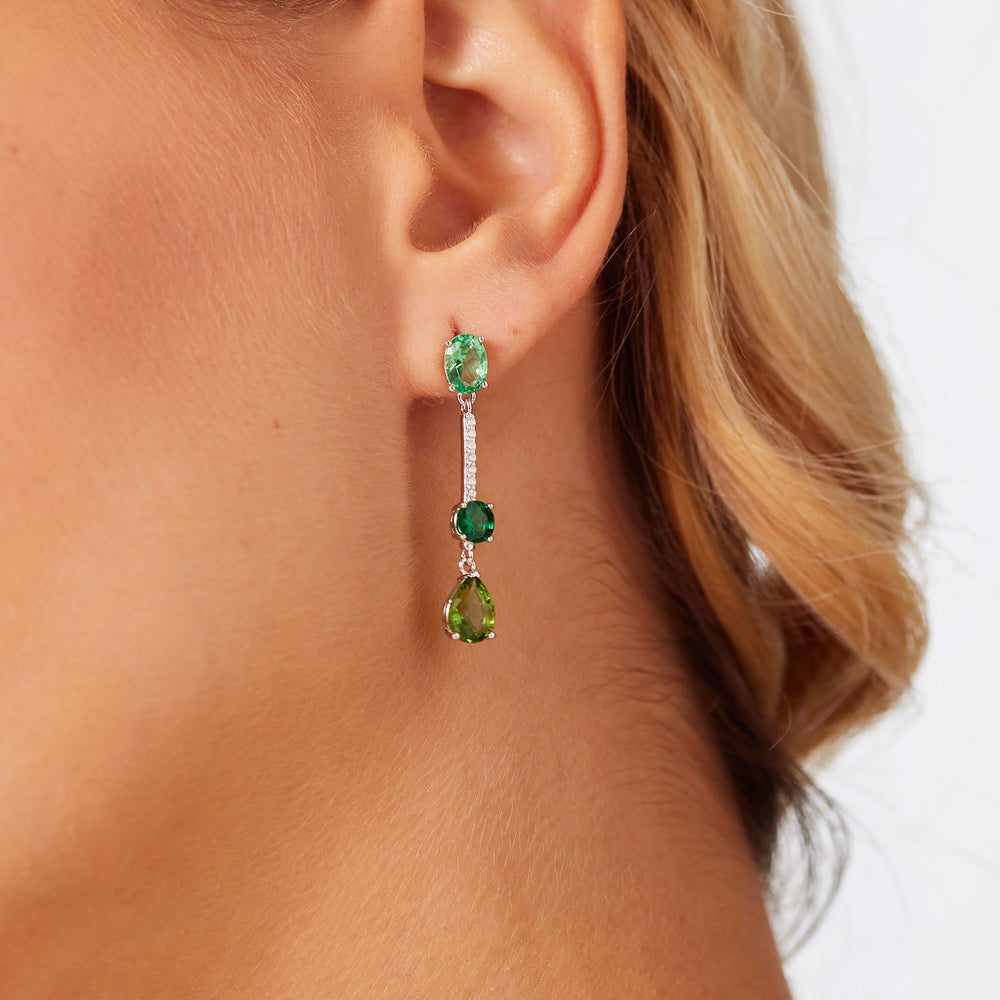 Orecchini Pendenti Fancy in Argento con Zirconi Bianchi e Verdi Life Green – Brosway FLG152 indossato