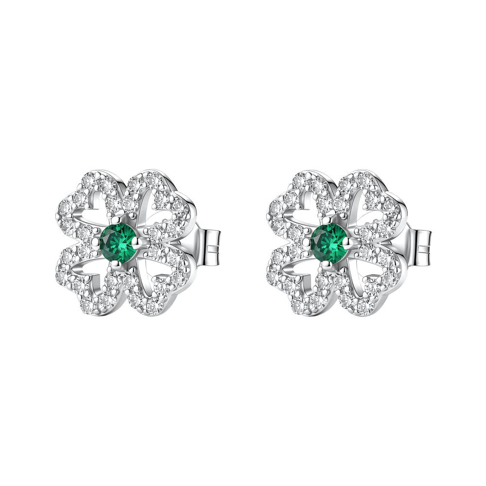 Orecchini a Lobo Fancy in Argento con Quadrifoglio e Zirconi Verdi – Brosway FLG154