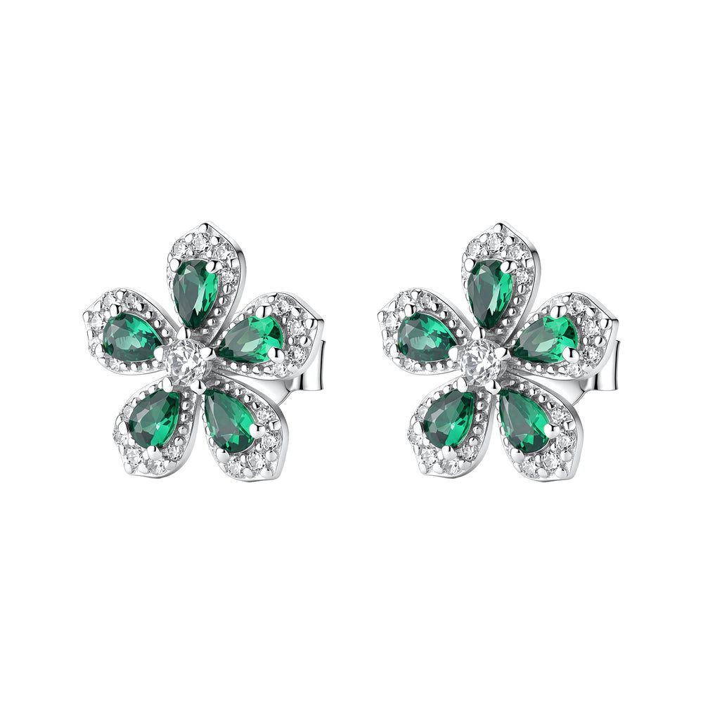 Orecchini a Lobo Fancy in Argento con Fiore e Zirconi Verdi – Brosway FLG156