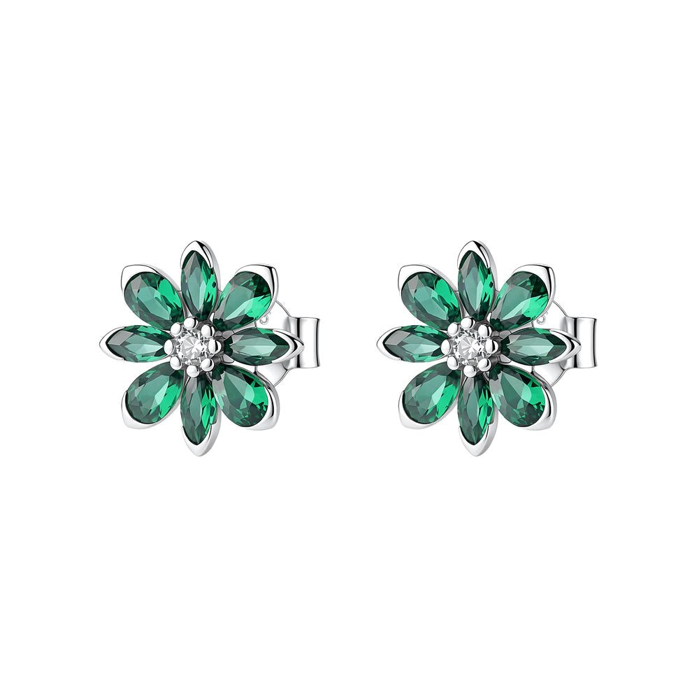 Orecchini a Lobo Fancy in Argento con Fiore e Zirconi Verdi – Brosway FLG157