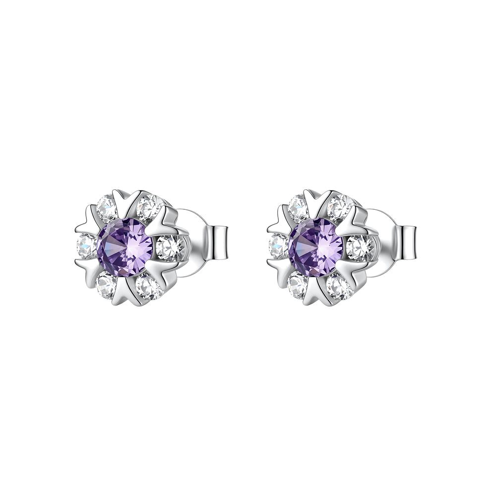 Orecchini a Lobo Fancy in Argento con Fiore e Zirconi Ametista – Brosway FMP135