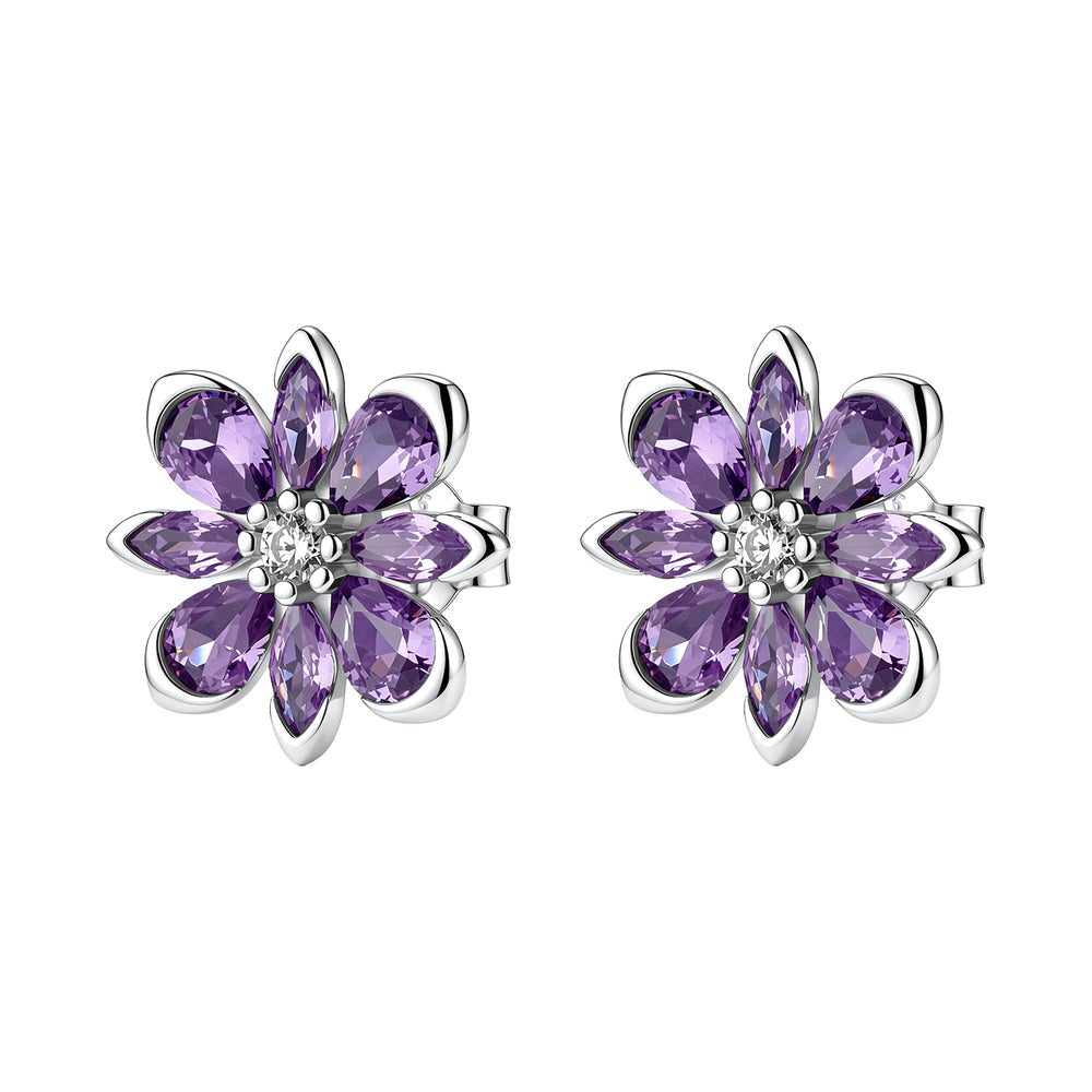Orecchini a Lobo Fancy in Argento con Fiore e Zirconi Ametista – Brosway FMP137