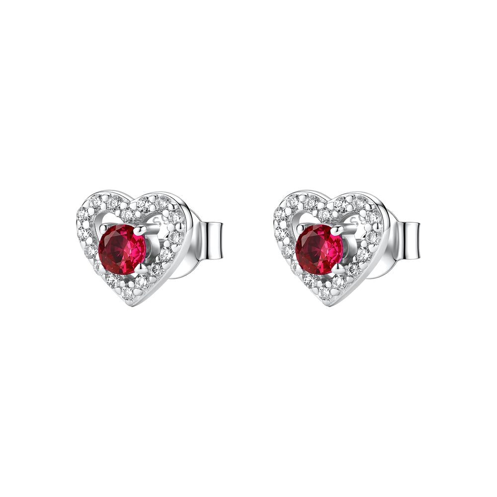 Orecchini a Lobo Fancy in Argento con Cuore e Zirconi Rubino – Brosway FPR145