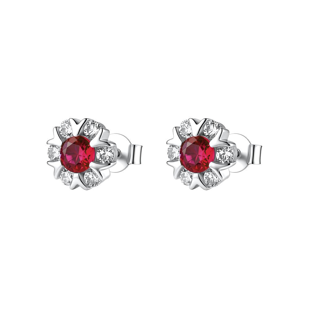 Orecchini a Lobo Fancy in Argento con Cuore e Zirconi Rubino – Brosway FPR146