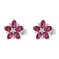 Orecchini a Lobo Fancy in Argento con Fiore e Zirconi Rubino – Brosway FPR147