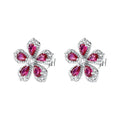 Orecchini a Lobo Fancy in Argento con Fiore e Zirconi Rubino – Brosway FPR148